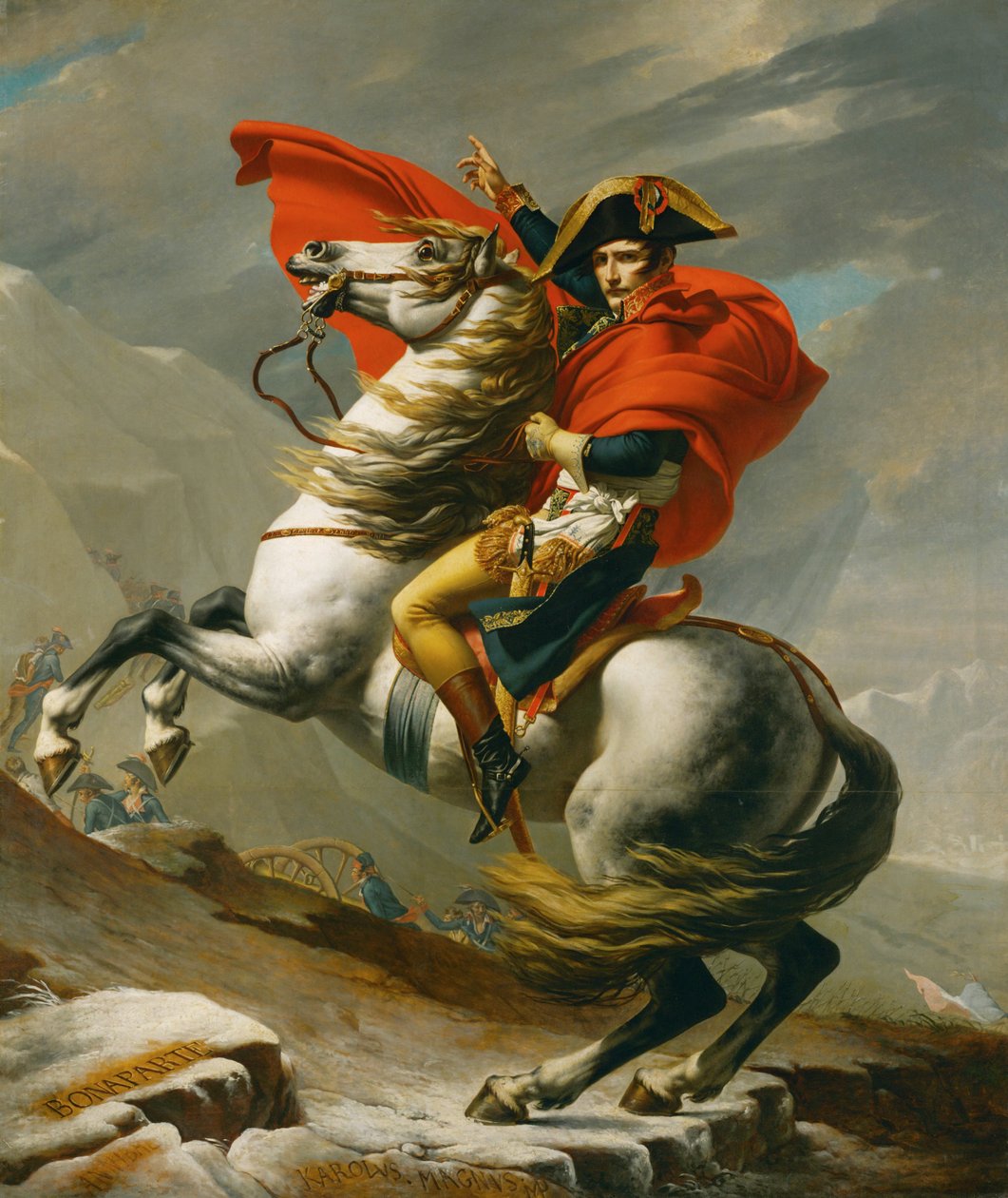 Napoléon franchissant le col de Saint-Bernard, une des cinq versions ... (huile sur toile) - Jacques Louis David