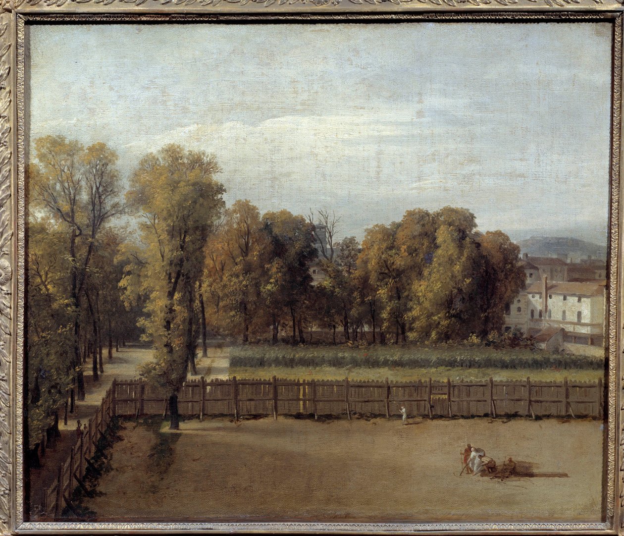 Vue du Jardin du Luxembourg à Paris Peinture par Louis David (1748-1825). 1794. Dim. 0,55 x 0,65 - Jacques Louis David