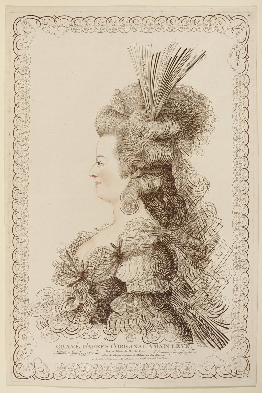 Portrait calligraphique de Marie Antoinette - Jacques-Louis Petit