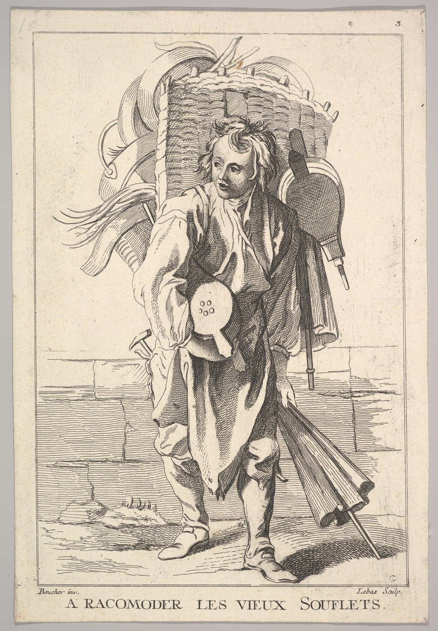 Copie inversée de A Racomoder les Vieux Souflets, du Cri - Jacques Philippe Le Bas