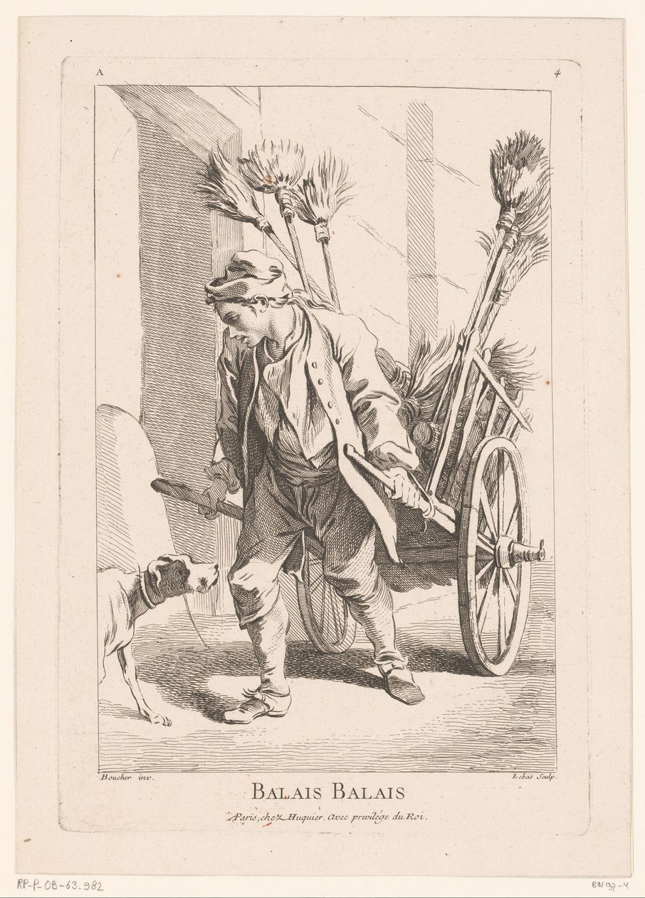 Marchand de rue avec des balais - Jacques Philippe Le Bas