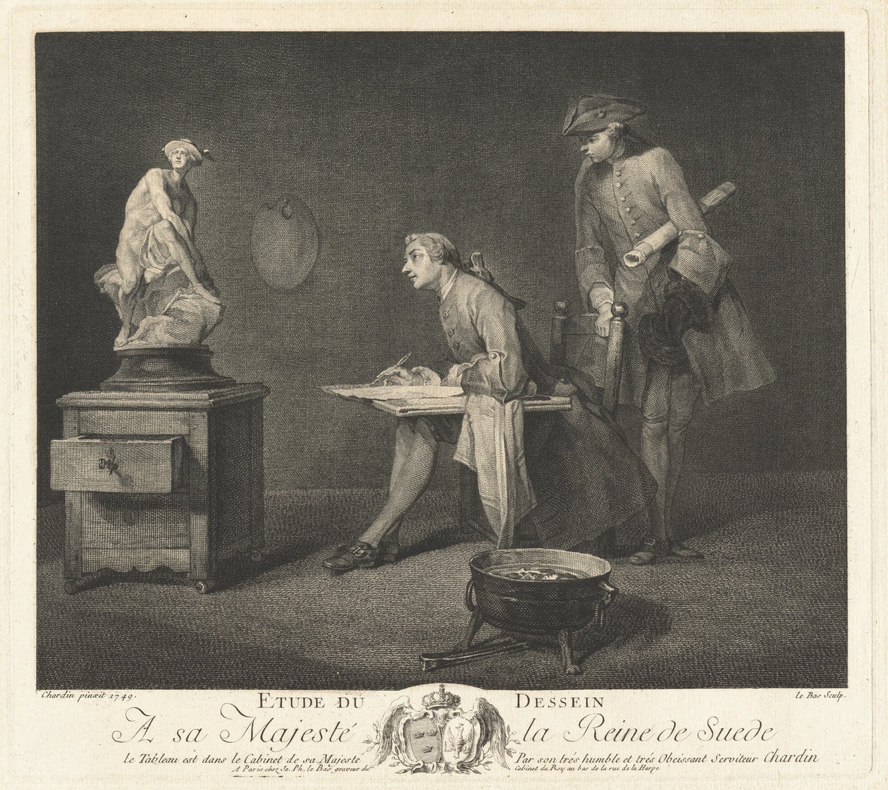 Étude du dessin - Jacques Philippe Le Bas after Jean Siméon Chardin