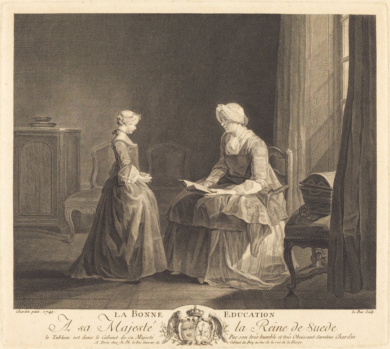 La Bonne éducation - Jacques Philippe Le Bas after Jean Siméon Chardin