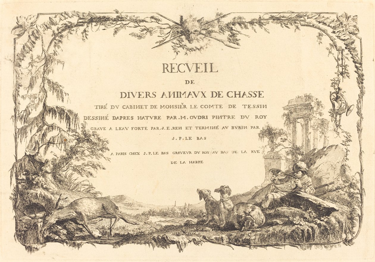 Page de titre - Jacques Philippe Le Bas and Jean Eric Rehn after Jean Baptiste Oudry