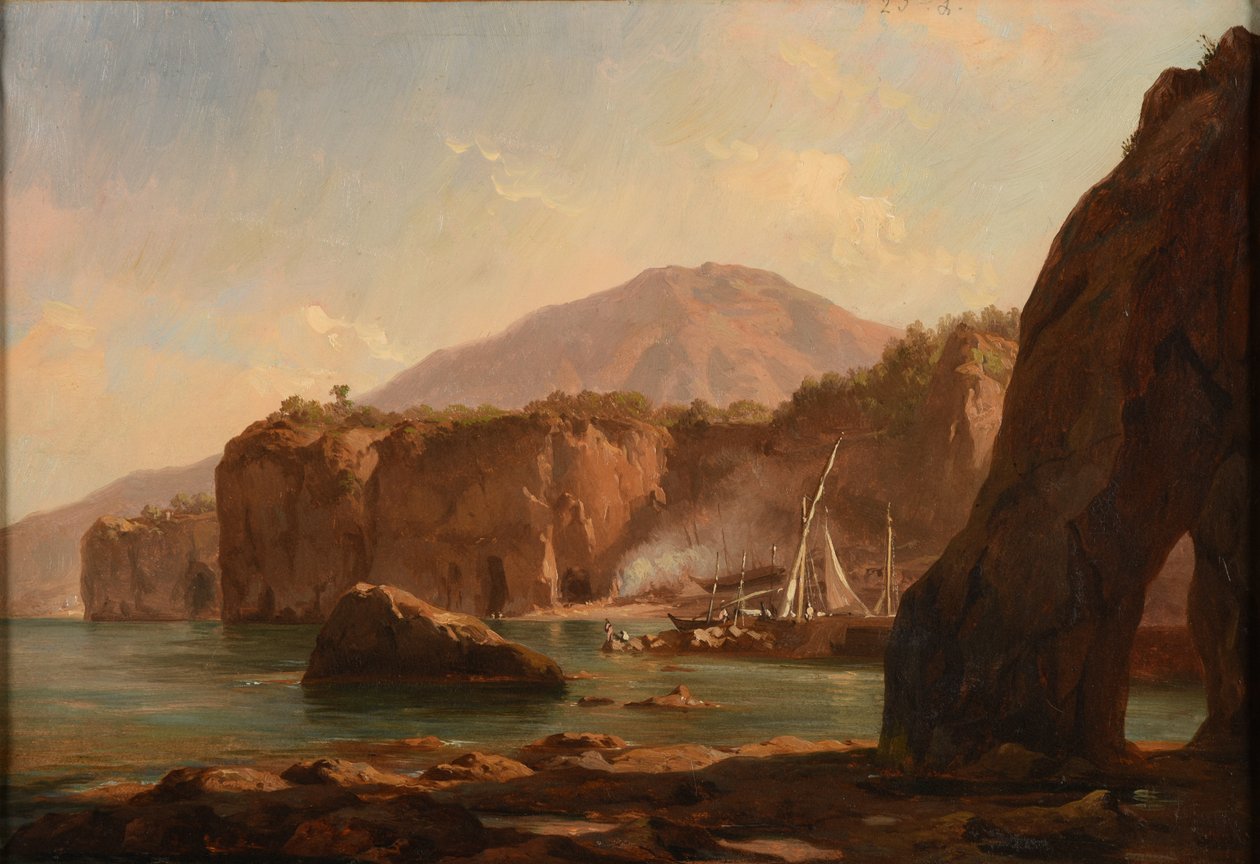 Grottes et falaises au bord de la mer - Jacques Raymond Brascassat