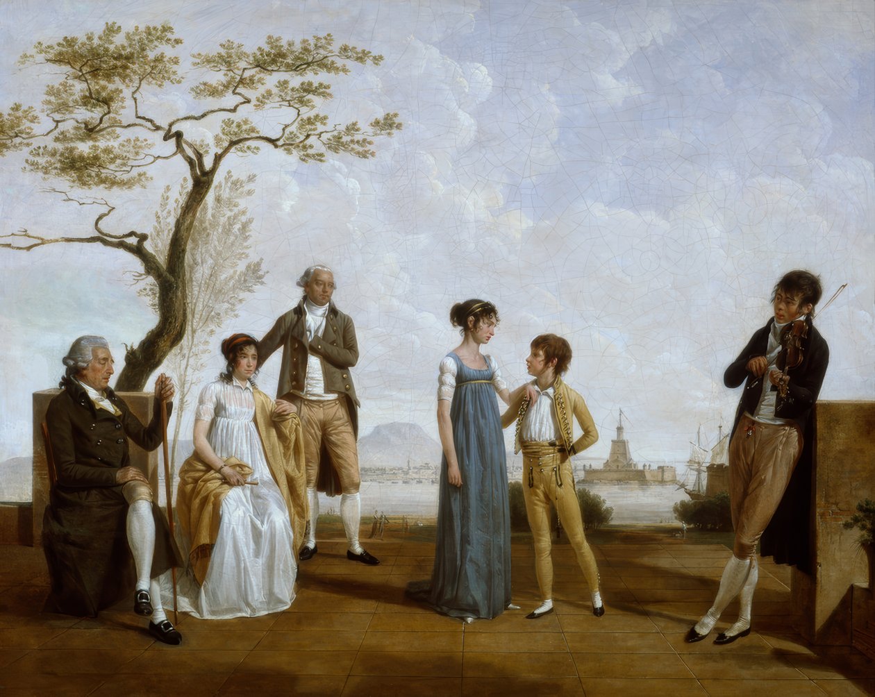 Photo de famille devant un port - Jacques Sablet