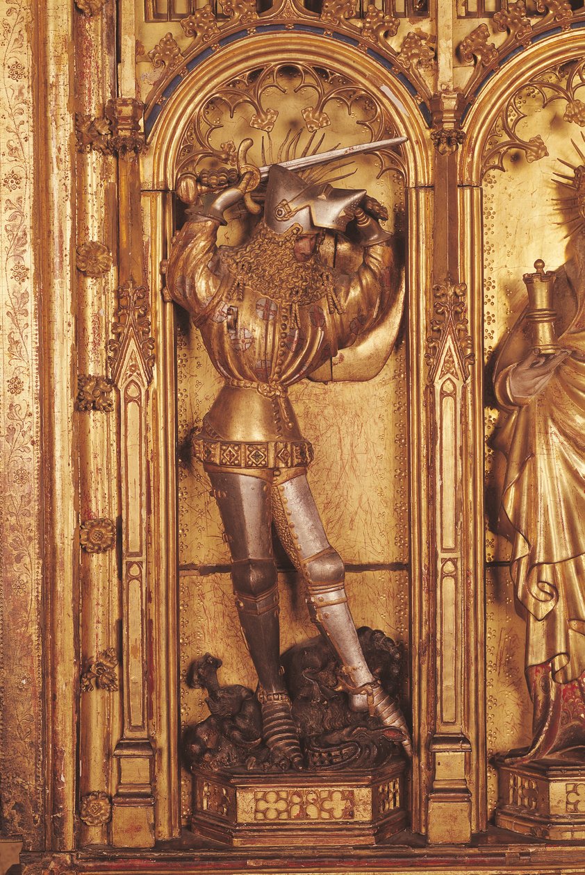 Retable de la Crucifixion, détail de Saint Georges du panneau gauche, de l