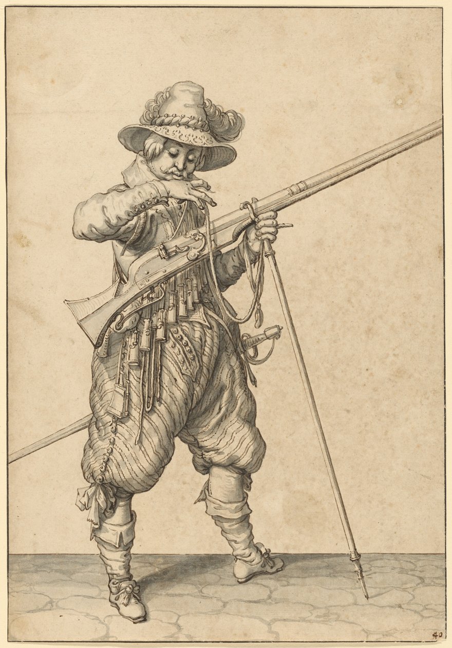 Un soldat de garde soufflant l