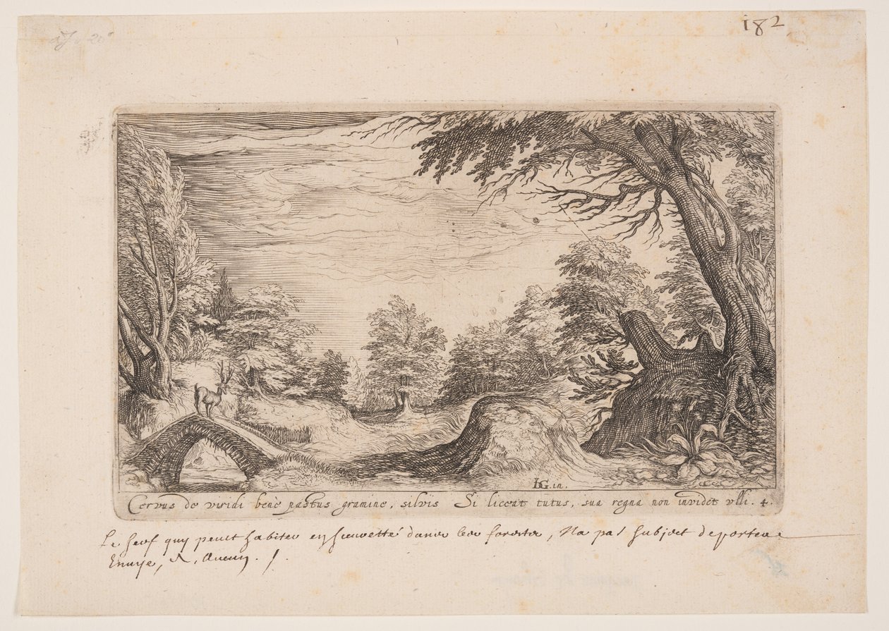 Paysage avec un cerf sur un pont, extrait de Paysages - Jacques de Gheyn II