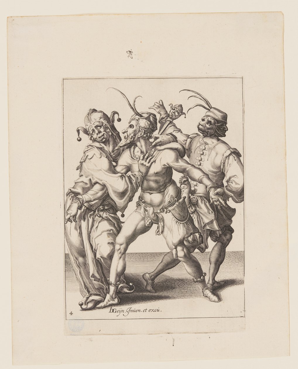 Trois marionnettes dansantes, dont un bouffon, extraites de The Masquerades (Les mascarades) - Jacques de Gheyn II