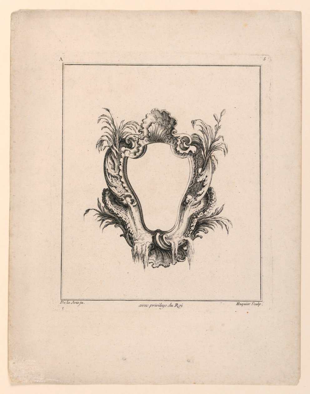 Écusson, de "Recueil Nouveau de Differens Cartouche" - Jacques de Lajoüe