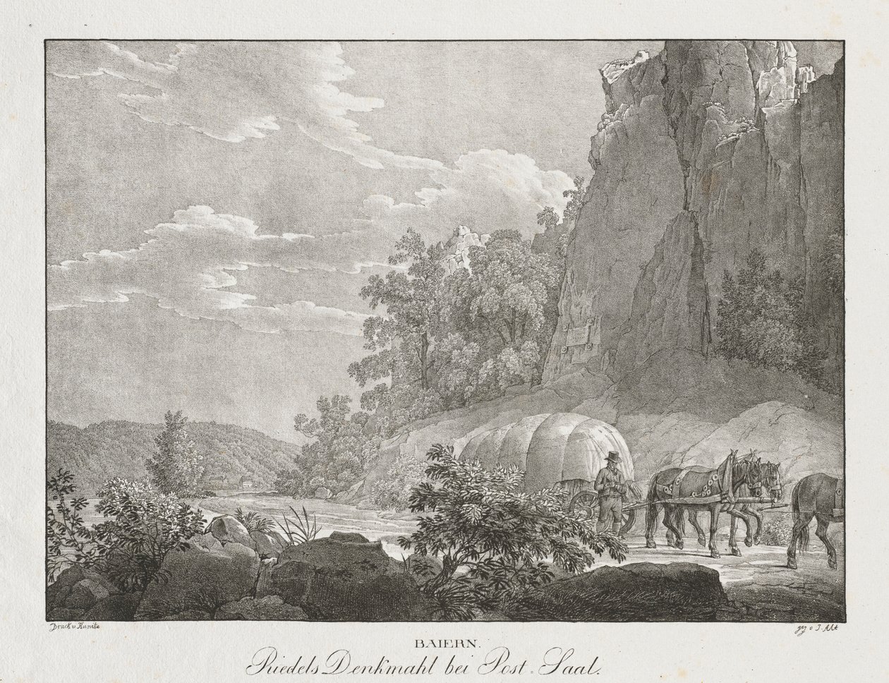 Baiern, monument de Riedel près de Post-Saal - Jakob Alt