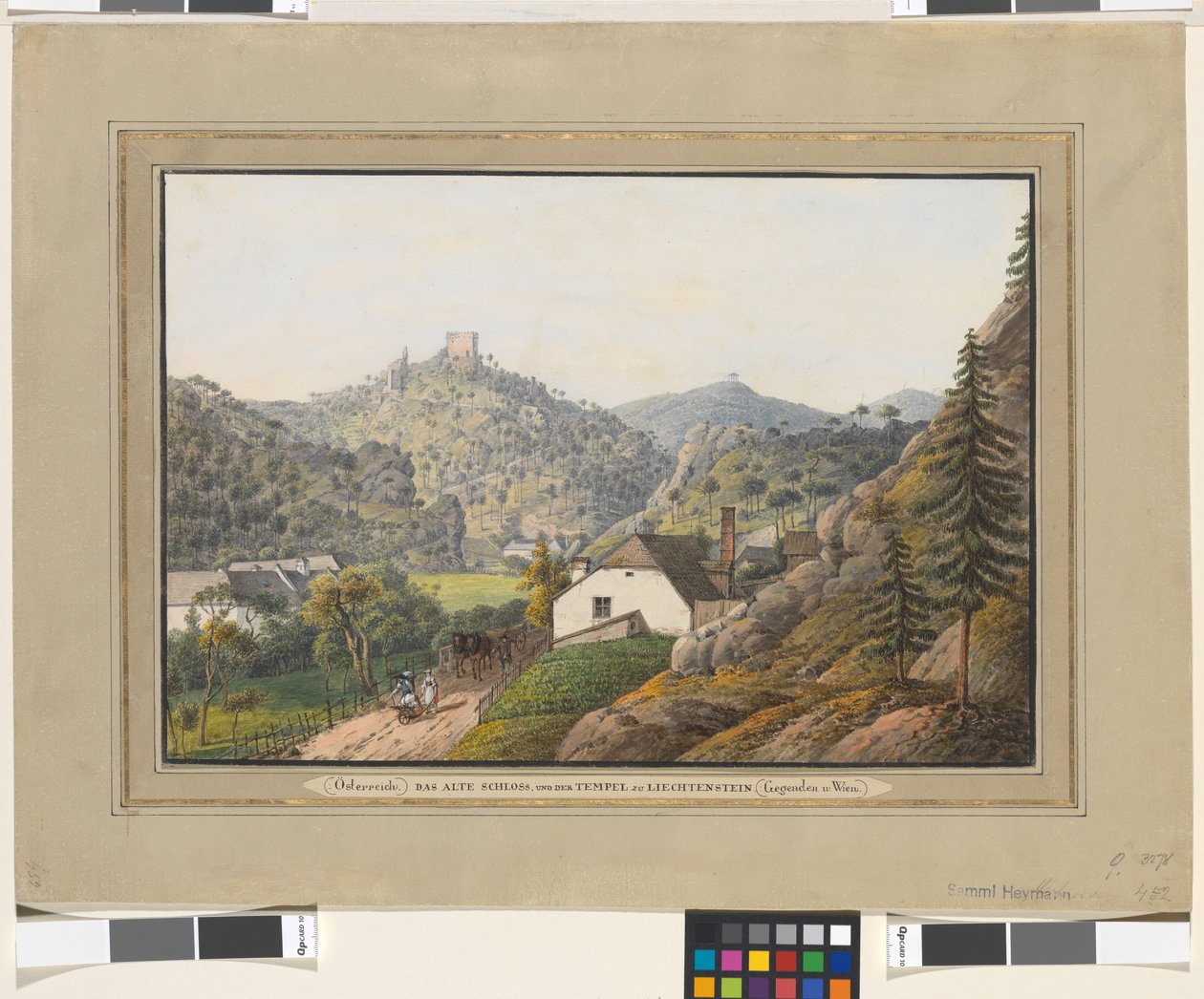 Le vieux château et le temple à Liechtenstein - Jakob Alt