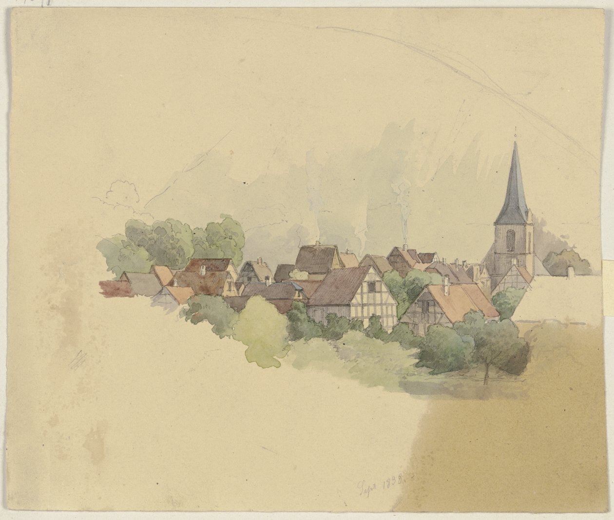 Village avec une église - Jakob Becker
