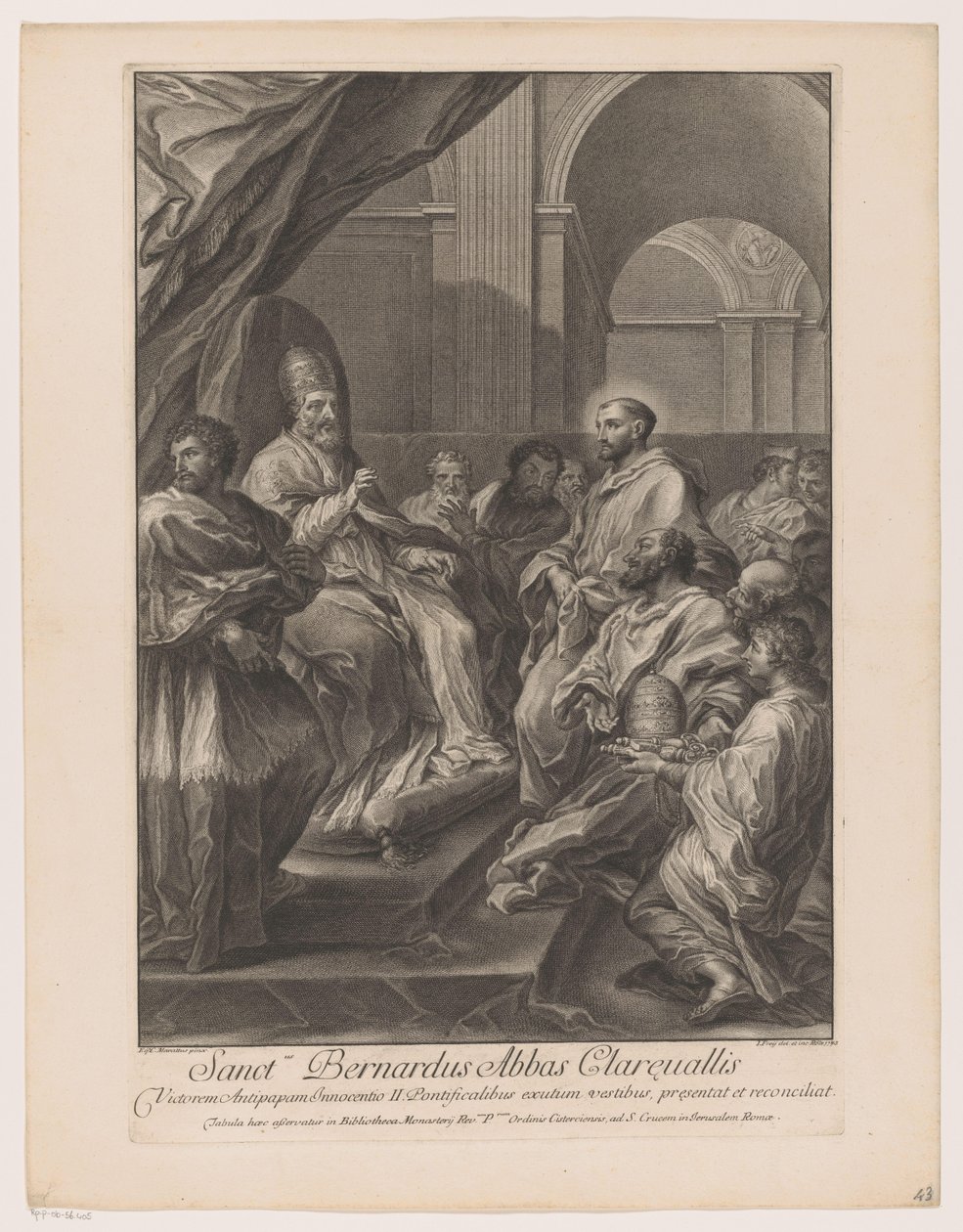 Saint Bernard de Clairvaux devant le pape Innocent II
Sanctus Bernardus Abbas Clareuallis (titre sur l