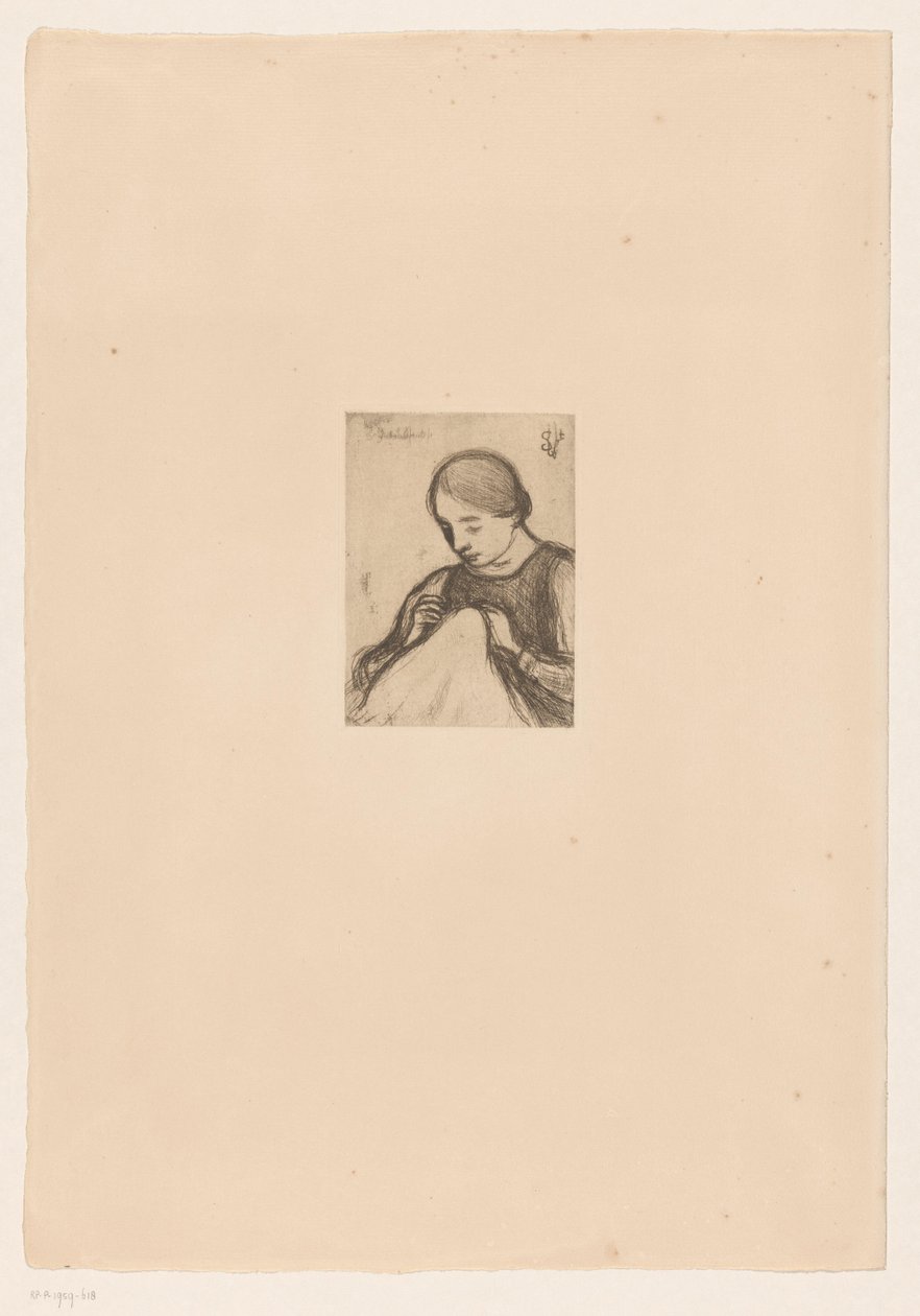 Portrait de Malvina Dedeyn avec ouvrage de couture - Jakob Smits