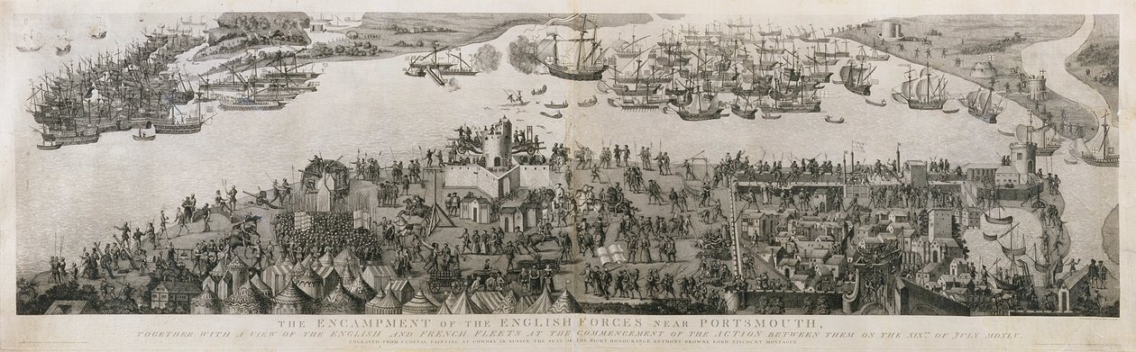 Le campement des forces anglaises près de Portsmouth pendant la bataille du Solent, 1778 - James Basire