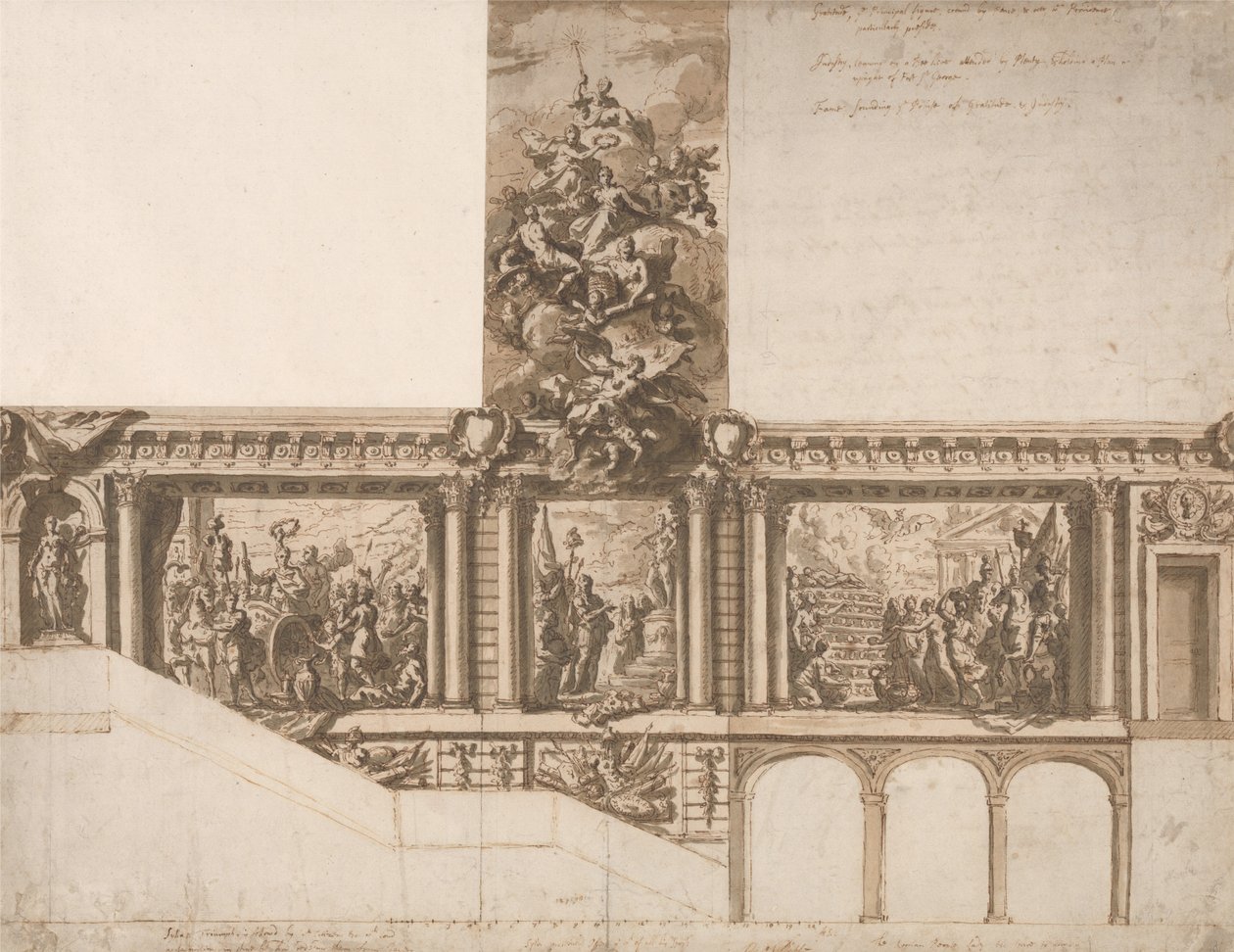 Conception pour plafond, murs et escalier - James Thornhill
