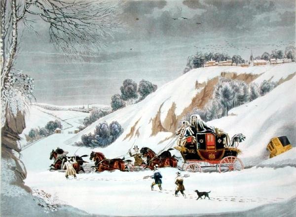Un courrier dans la neige profonde, gravé par George Hunt - James (after) Pollard