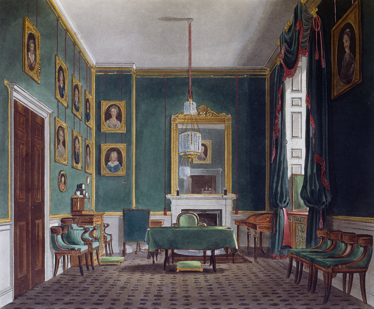 Salon vert, gravure de Daniel Havell d