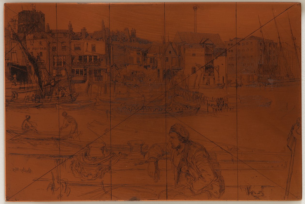 Plaque de gravure : Black Lion Wharf, 1859 - James Abbott McNeill Whistler