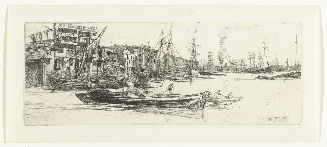 Entrepôts sur la Tamise (Sixteen etchings of scenes on the Thames and other subjects) - James Abbott McNeill Whistler