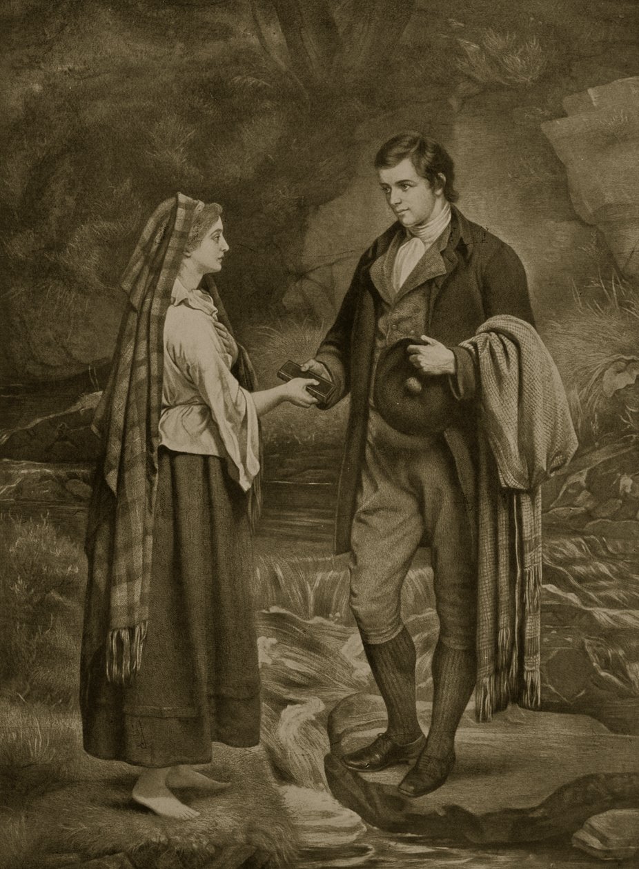 Fiançailles de Robert Burns et Highland Mary, 1785, illustration tirée de 