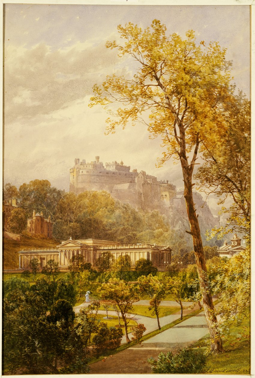 Vue des jardins de Princes Street et de la Galerie nationale, Édimbourg, regardant vers l