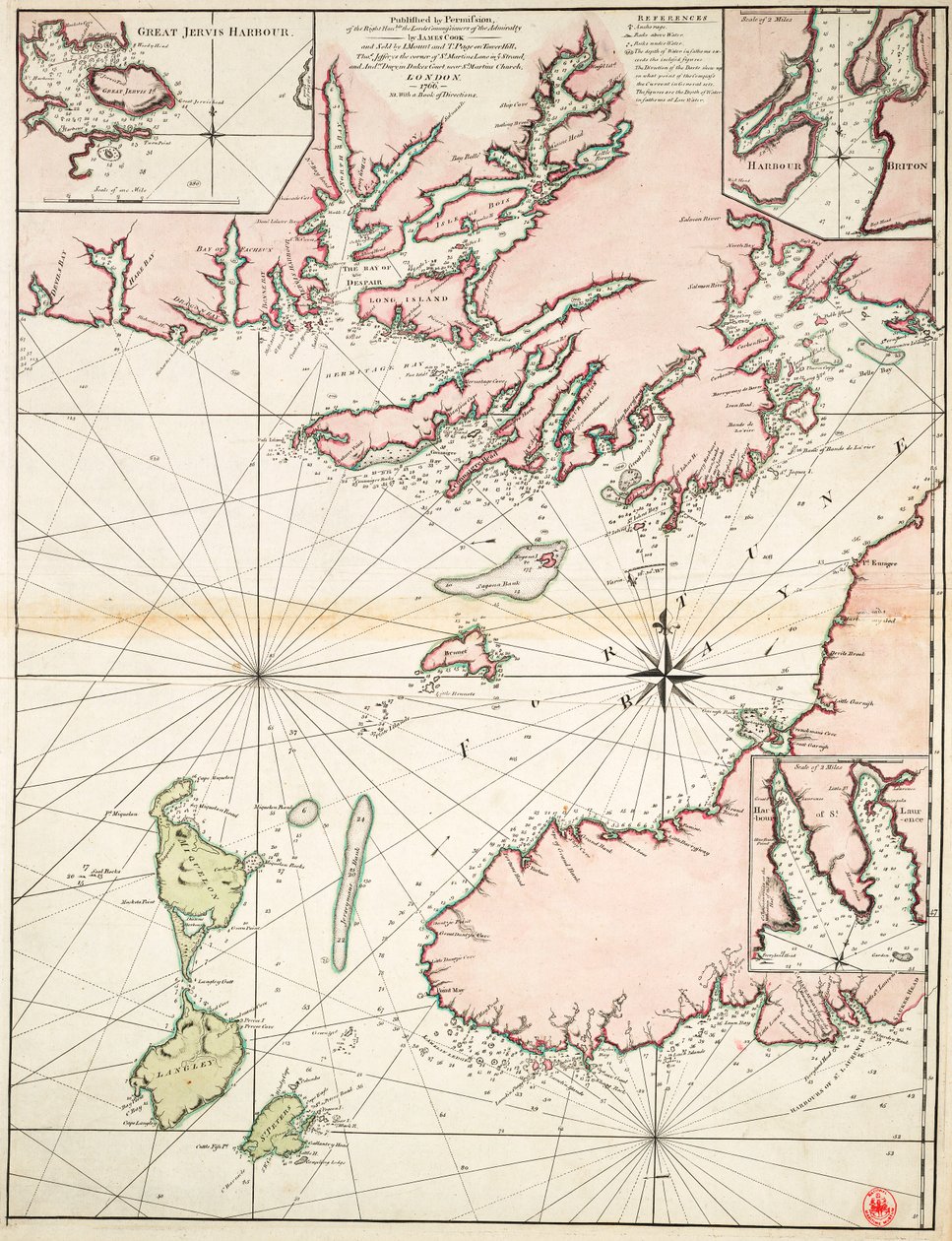 Partie de la côte sud de Terre-Neuve incluant Fortune Bay - James Cook