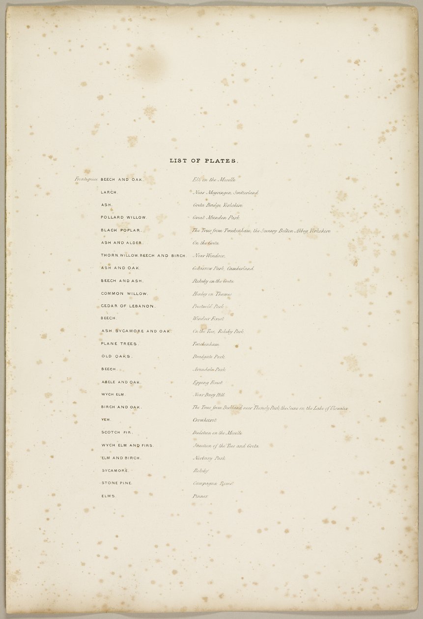 Liste des planches, de Le Parc et la Forêt - James Duffield Harding