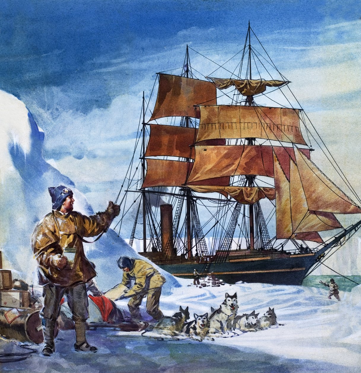 Le Terra Nova en Antarctique (gouache sur papier) - James Edwin McConnell