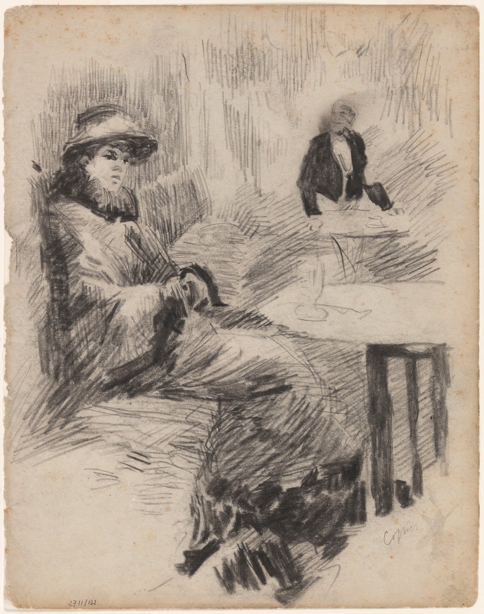 Copie : femme à une table dans un café - James Ensor