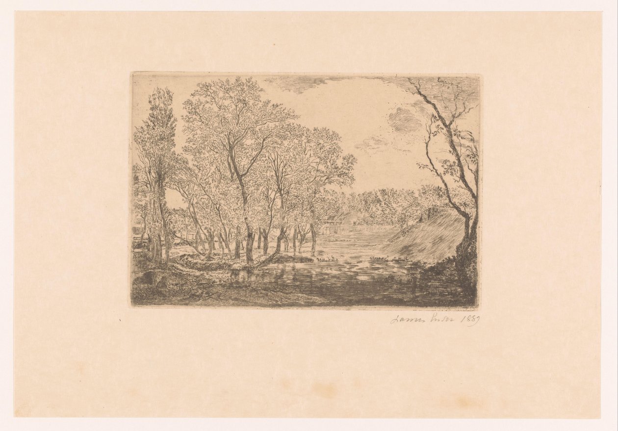 Paysage avec peupliers au bord de l
