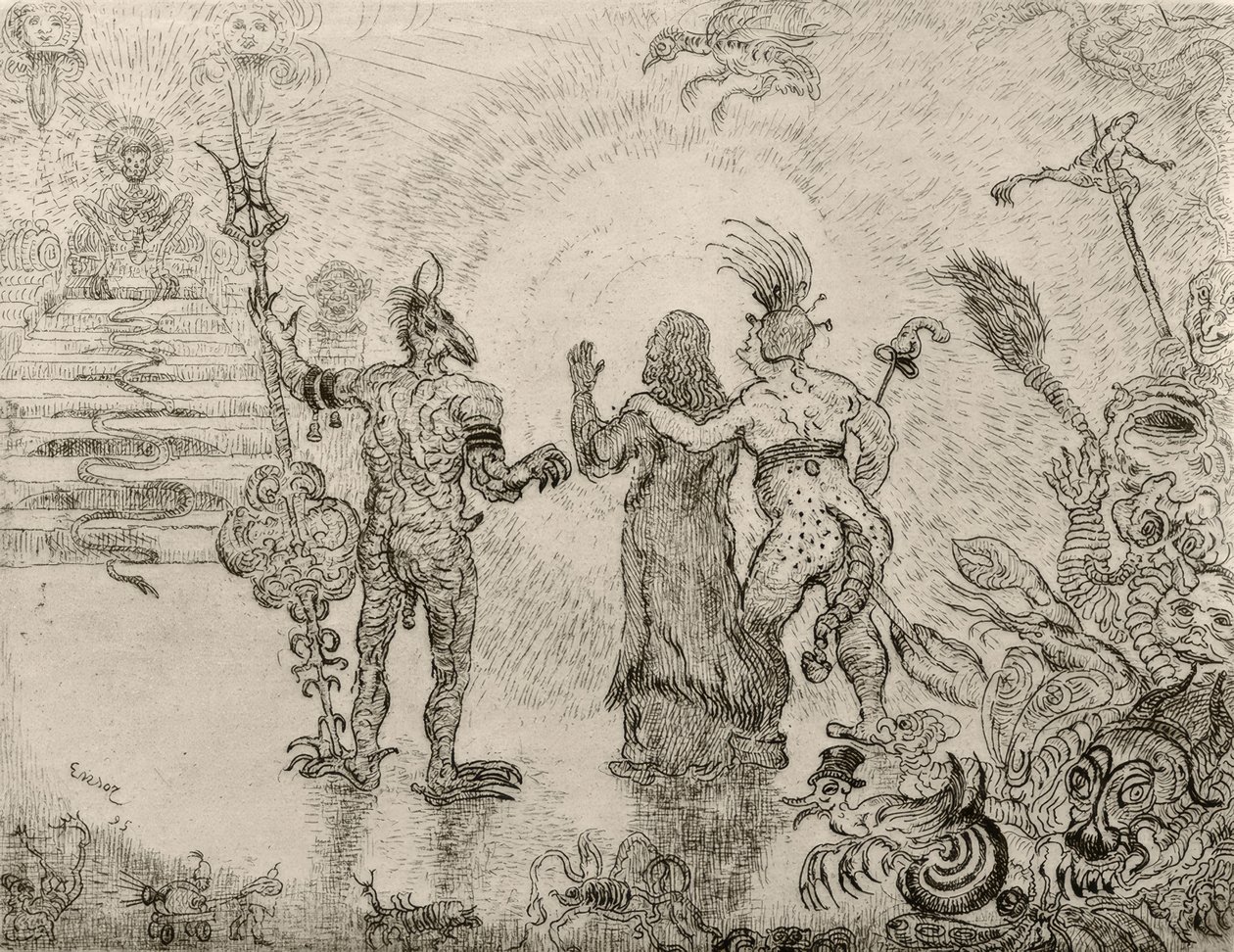 Les diables Dzitts et Hihanox conduisant le Christ aux enfers - James Sidney Ensor