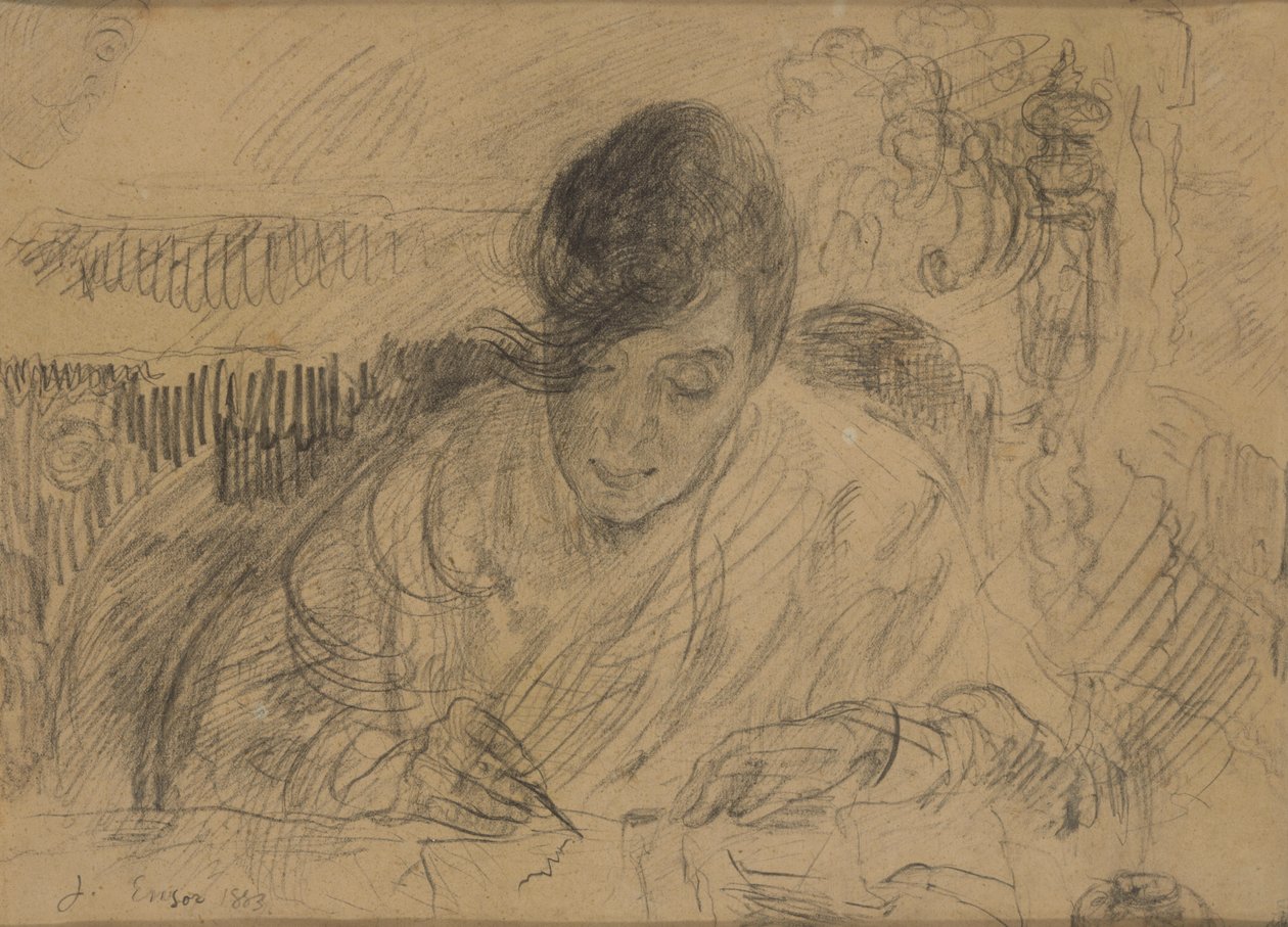 Femme écrivant une lettre (sœur d’Ensor) - James Ensor