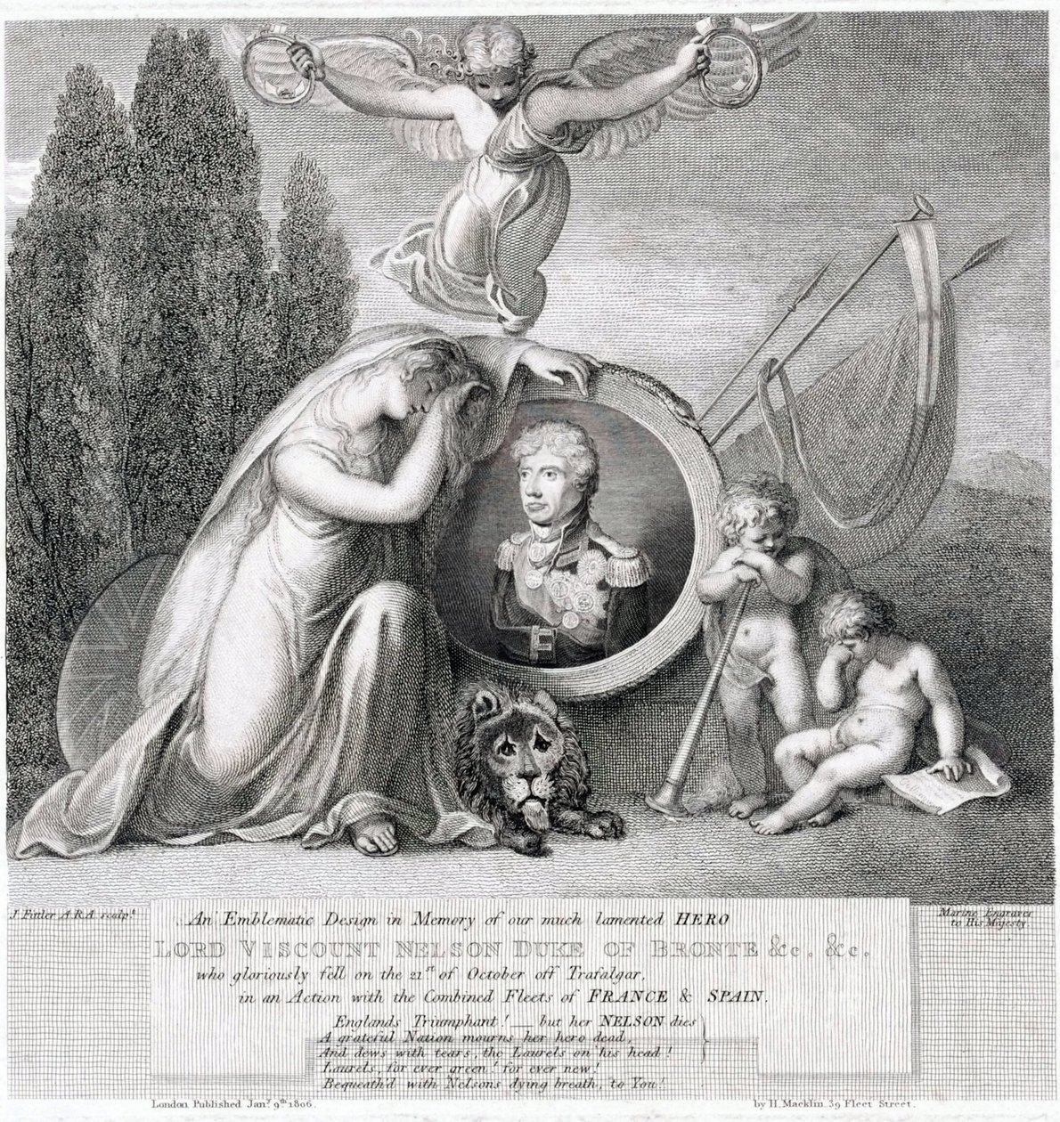 Dessin iconique en mémoire de notre défunt héros Lord Vicomte Horatio Nelson (1758-1805) - James Fittler