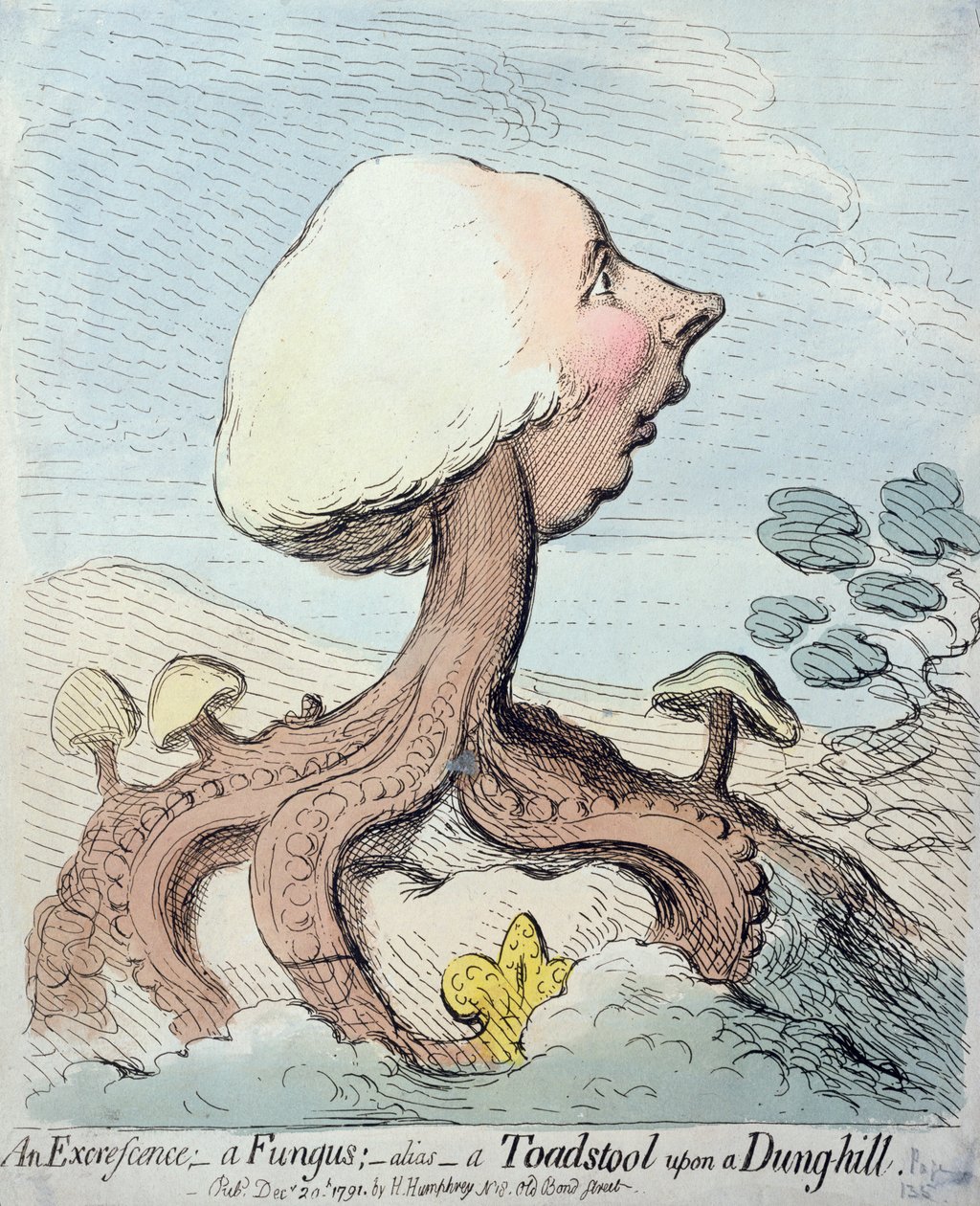 Une excroissance; Un champignon; Alias - Un champignon sur un tas de fumier, publié par Hannah Humphrey en 1791 - James Gillray