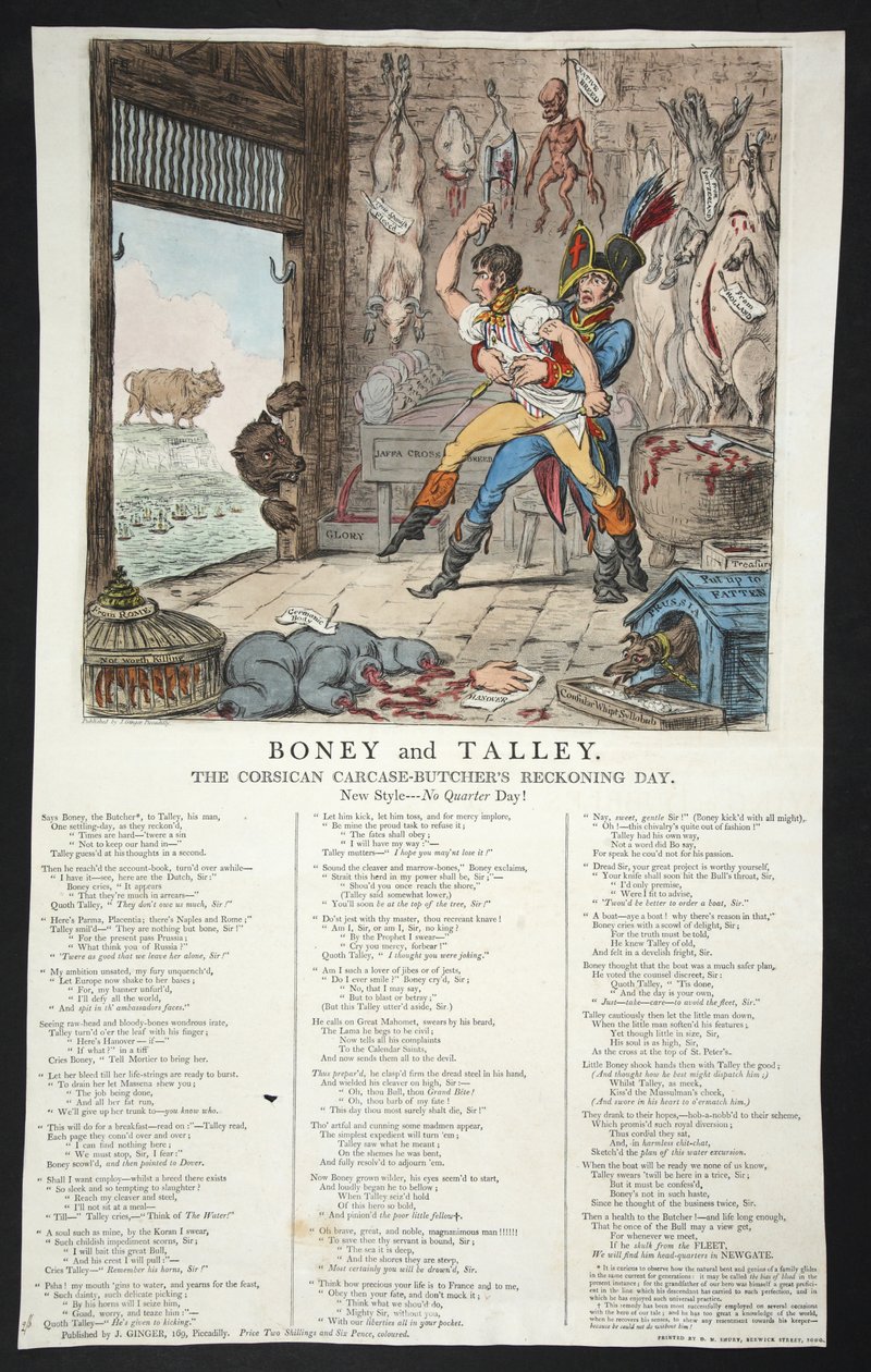 Boney et Talley, le jour de la comptabilité des bouchers corses - Jour sans quartier!, 1803 - James Gillray