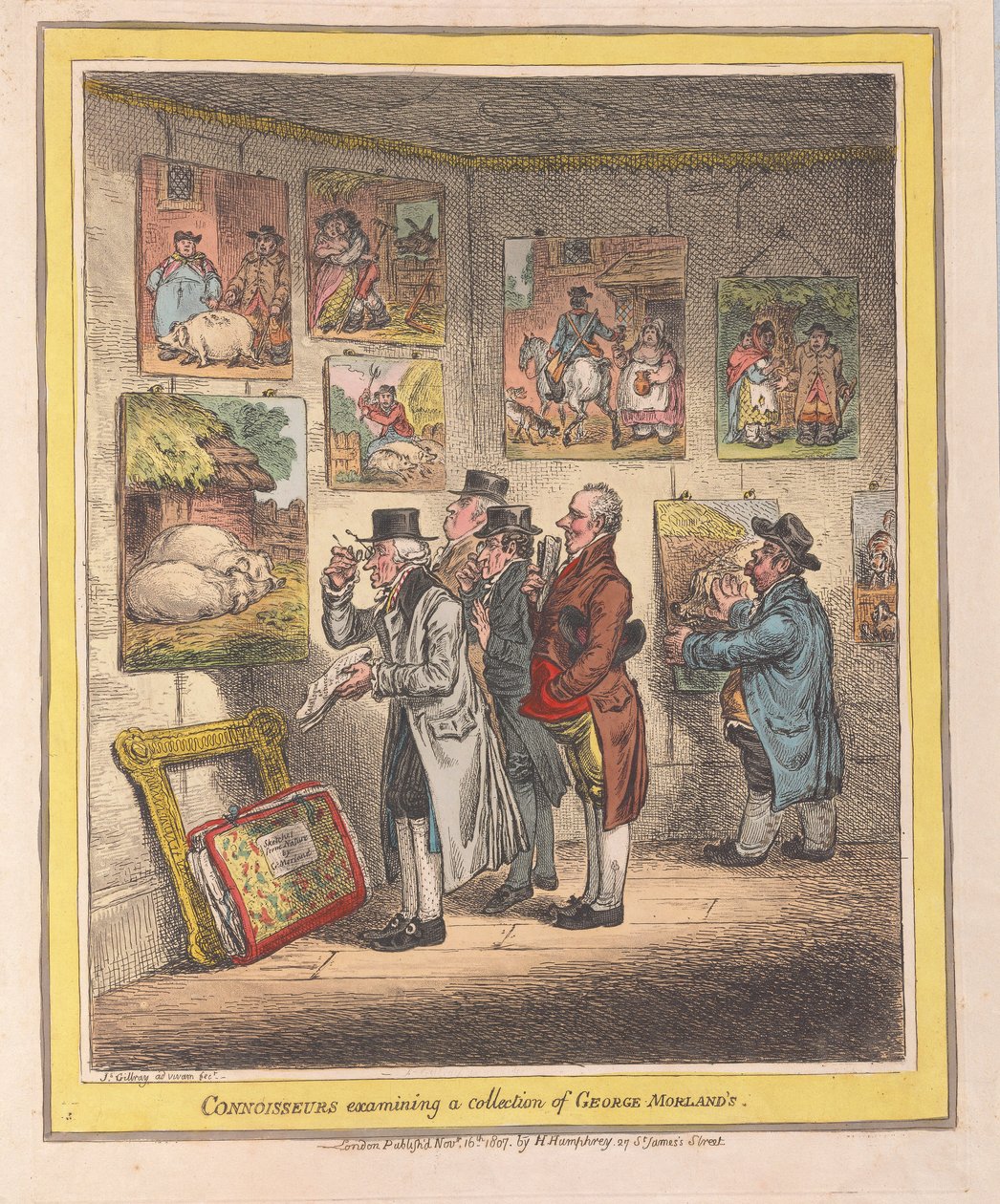 Connaisseurs examinant une collection de George Morlands, pub. 1807 - James Gillray