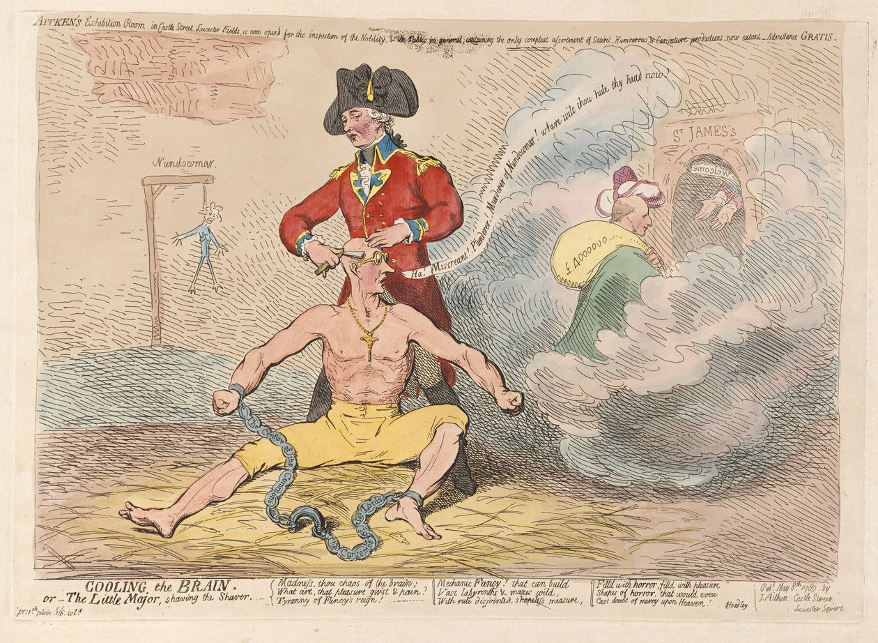 Refroidir le cerveau ou le petit major rasant le raseur - James Gillray