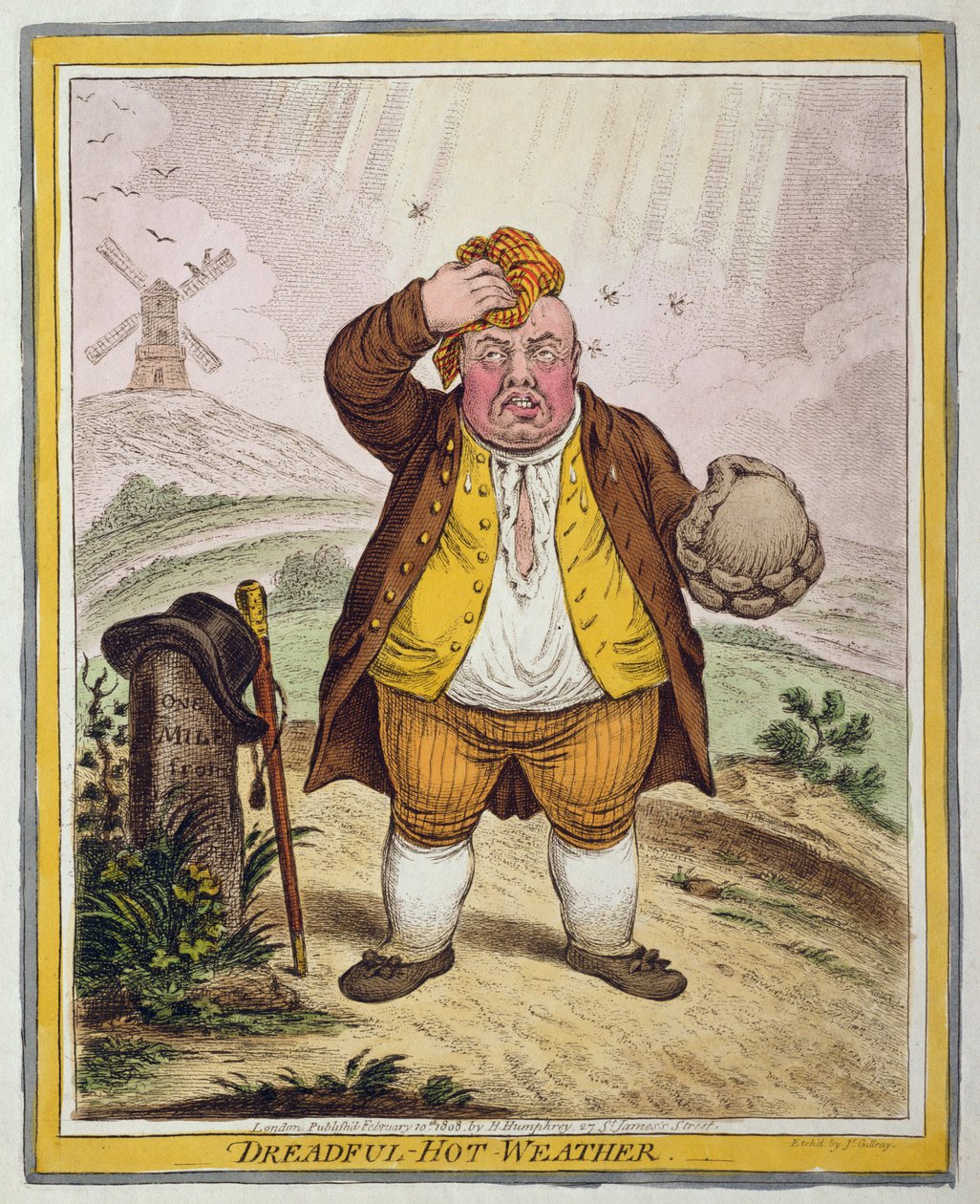 Temps affreusement chaud, publié par Hannah Humphrey en 1808 - James Gillray