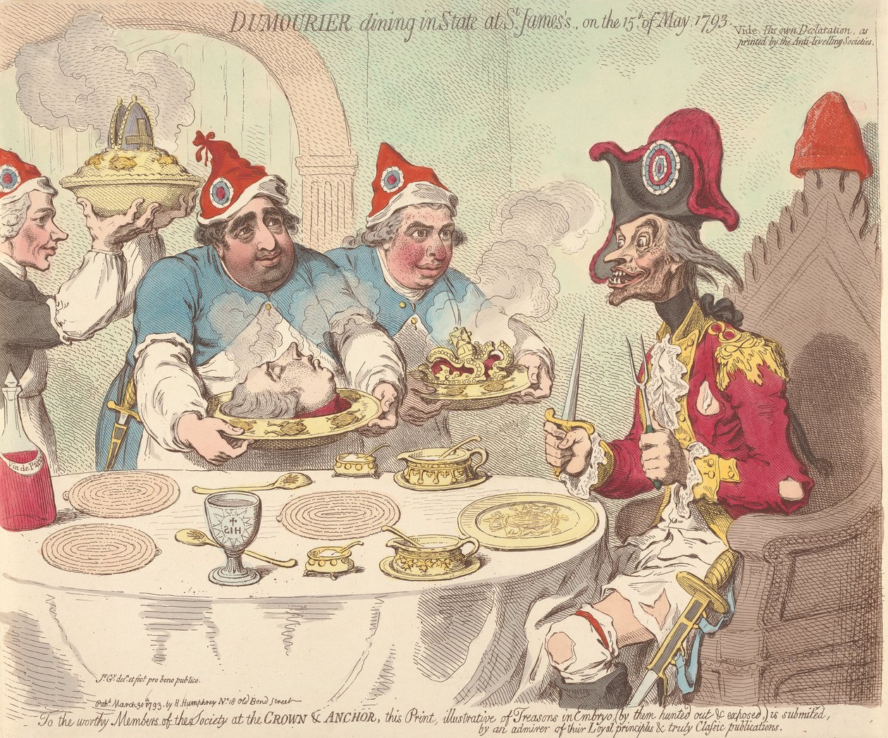 Dumouriez dînant en grand apparat à St. James le 15 mai 1793 - James Gillray