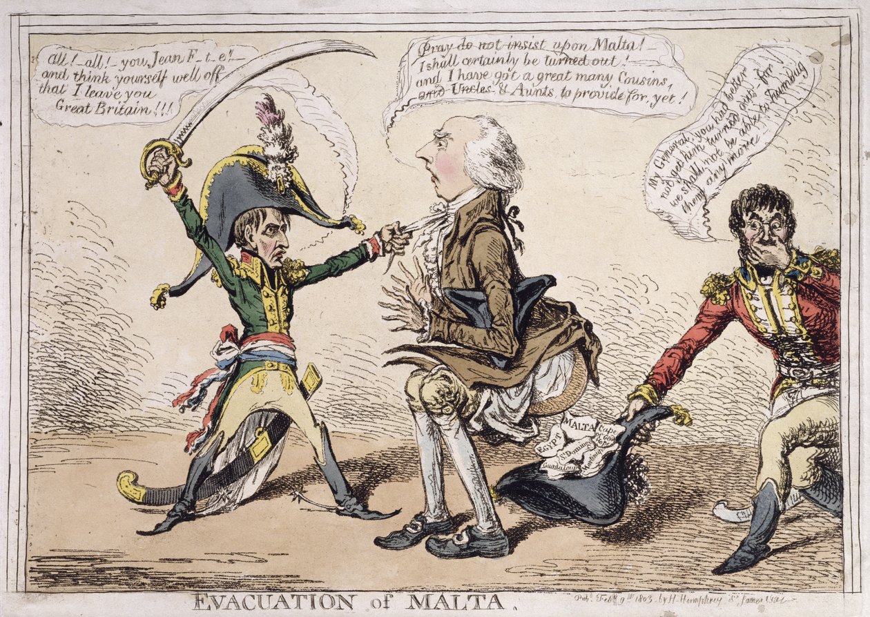Évacuation de Malte, publié par Hannah Humphrey en 1803 - James Gillray