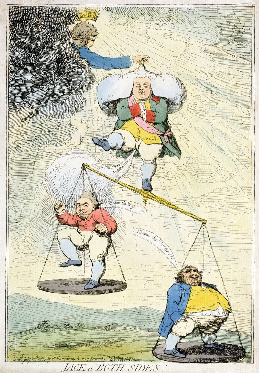 Jack des Deux Côtés, publié par William Humphrey en 1783 (eau-forte coloriée à la main) - James Gillray