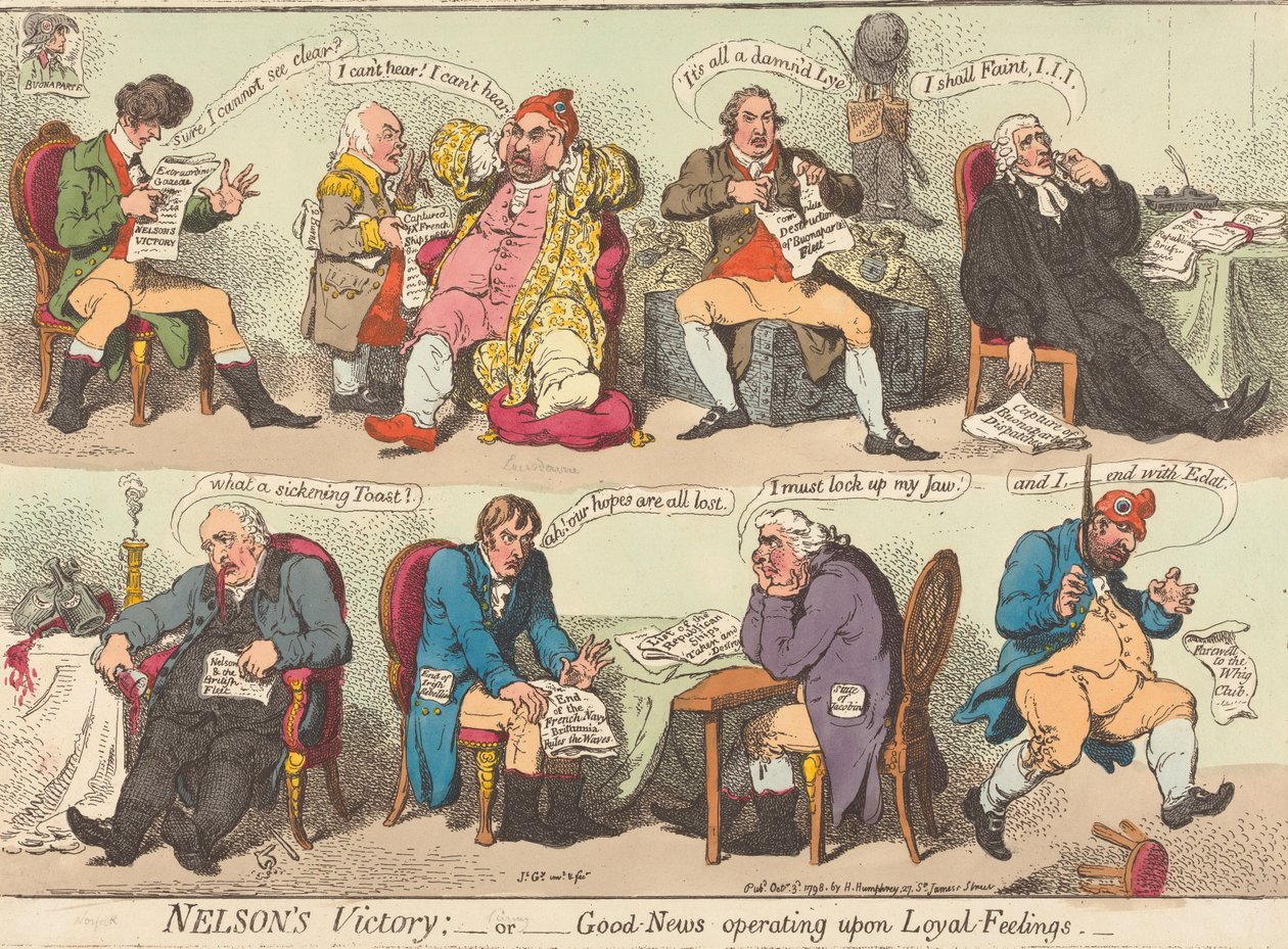 La victoire de Nelson : - ou - Une bonne nouvelle qui fait naître des sentiments de loyauté - James Gillray