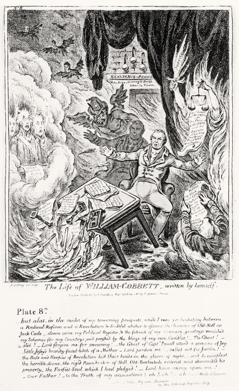 Planche 8, de La Vie de William Cobbett, écrite par lui-même, pub. par H. Humphrey, 1809 - James Gillray
