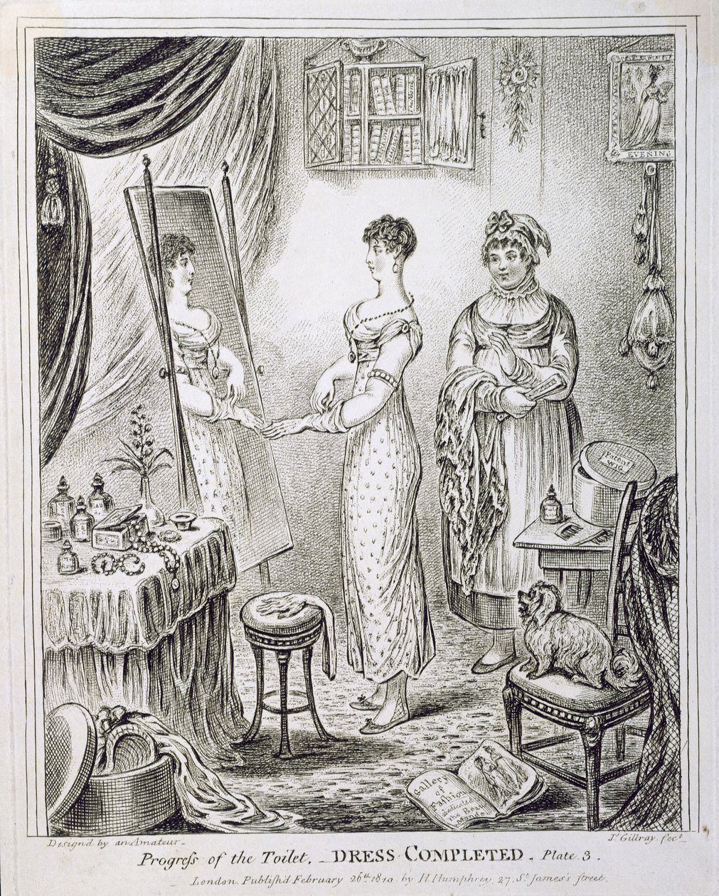 Progression de la toilette, ou habillage terminé, publié par Hannah Humphrey en 1810 - James Gillray