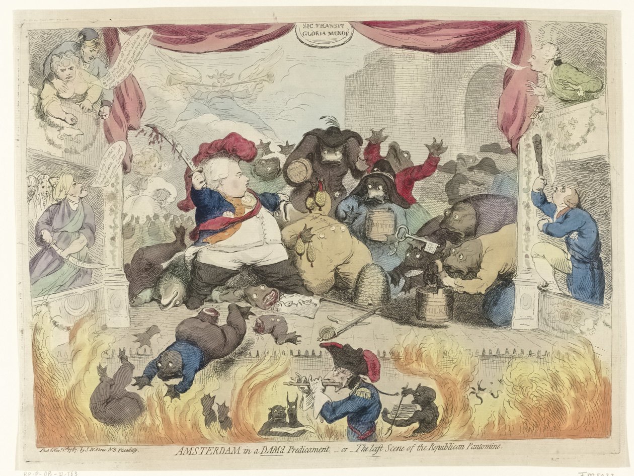 Caricature de la panique parmi les patriotes après la restauration du stathouder Guillaume V, 1787 - James Gillray