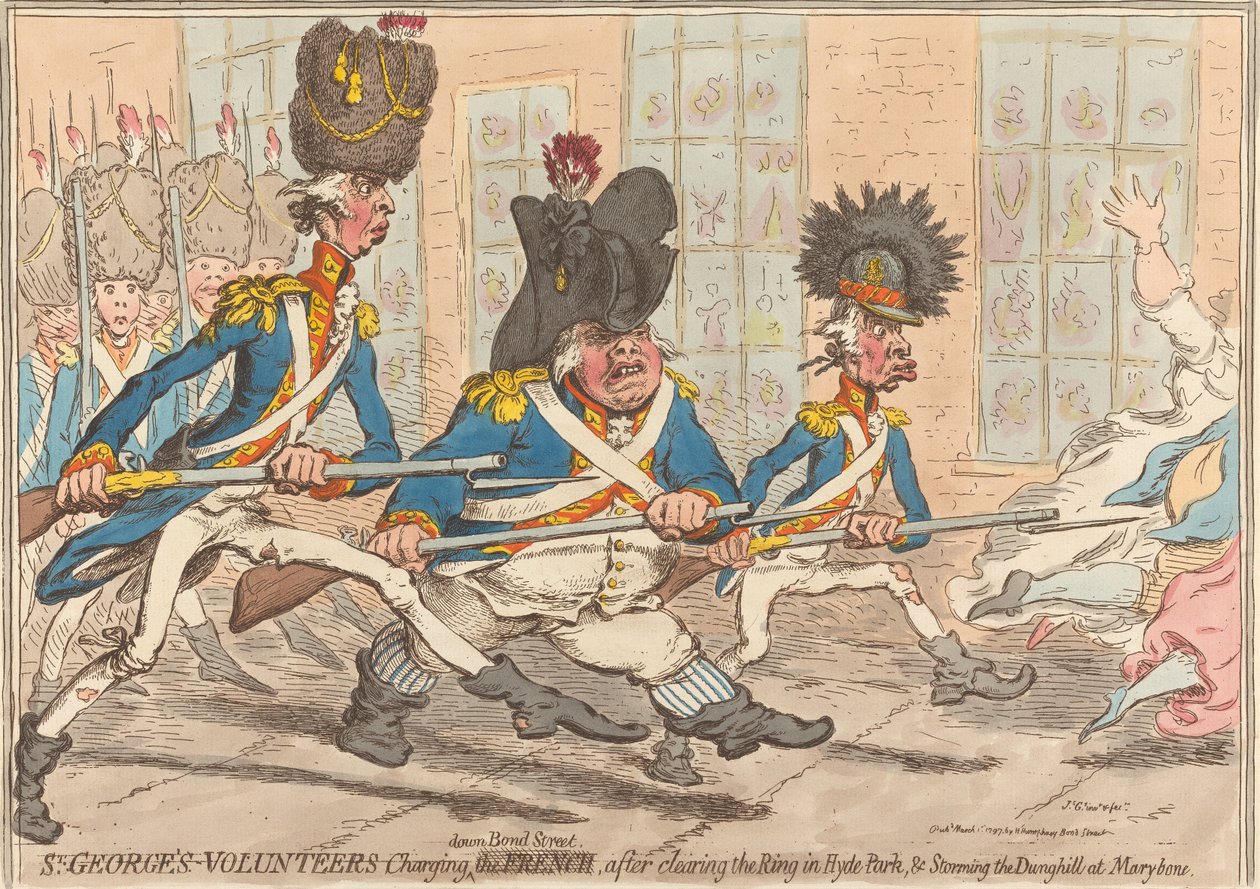 Les volontaires de St George dévalant Bond Street, après avoir dégagé l