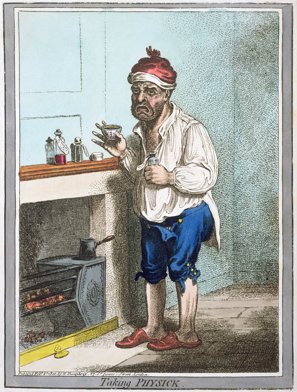 Prendre des médicaments, publié par Hannah Humphrey en 1800 - James Gillray